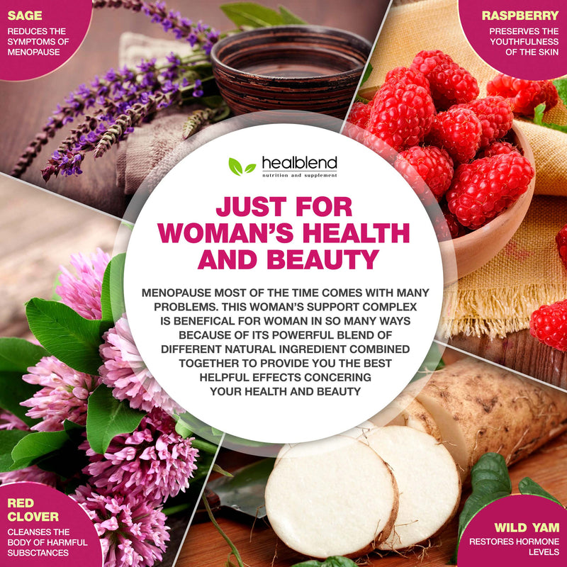 [Australia] - Women’s Support Complex Advanced Formula - Female Support Supplement for Hot Flashes, Night Sweats, Boosting Mood, Symptoms of Perimenopause and Menopause - Hormone Regulation Naturally - 60 Capsules 