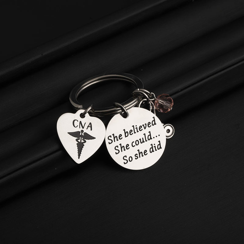 [Australia] - TIIMG CNA Gift Certified Nursing Assistant Gift CNA Graduation Gifts She Believed She Could So She Did CNA Stethoscope Medical Keychain She Believed CNA 