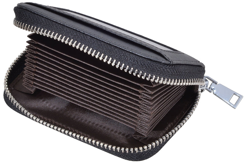 [Australia] - Easyoulife Genuine Leather Credit Card Case Holder RFID Blocking Small Wallet Black 