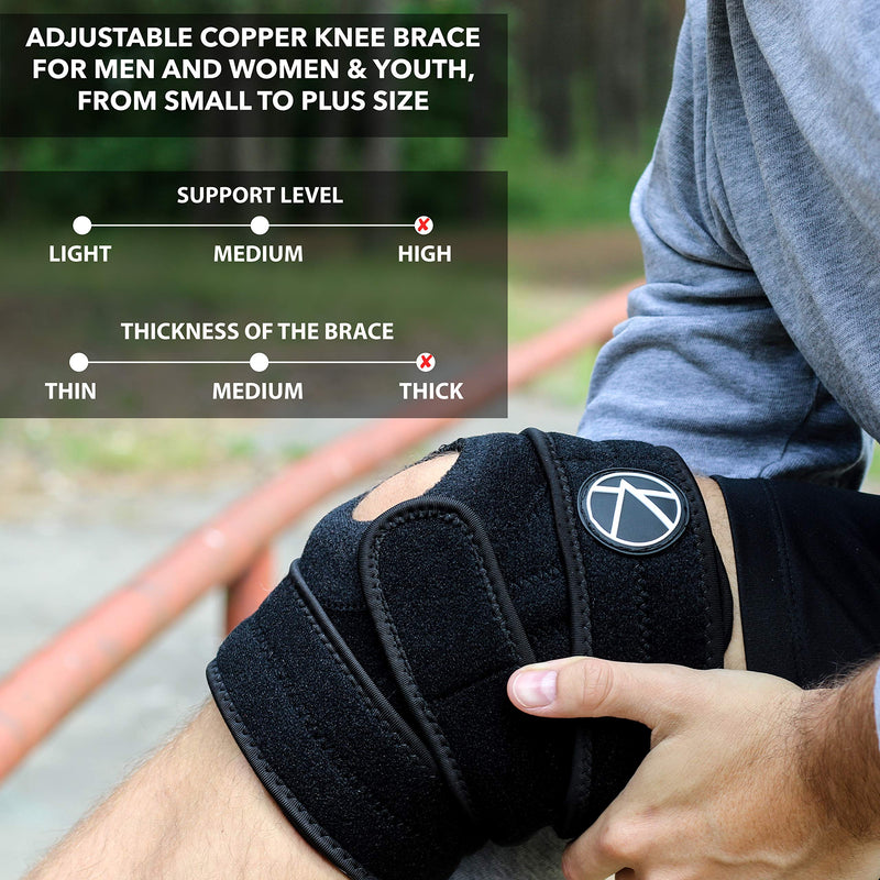[Australia] - Plus Size Copper Knee Brace for Women and Men - Open Patella Adjustable Knee Brace with Side Stabilizers. Copper Knee Brace for Meniscus Tear, Knee Pain & Arthritis in Sizes XL-6XL Black Size 2 (XL/2XL/3XL): Knee 16'' - 21'' 