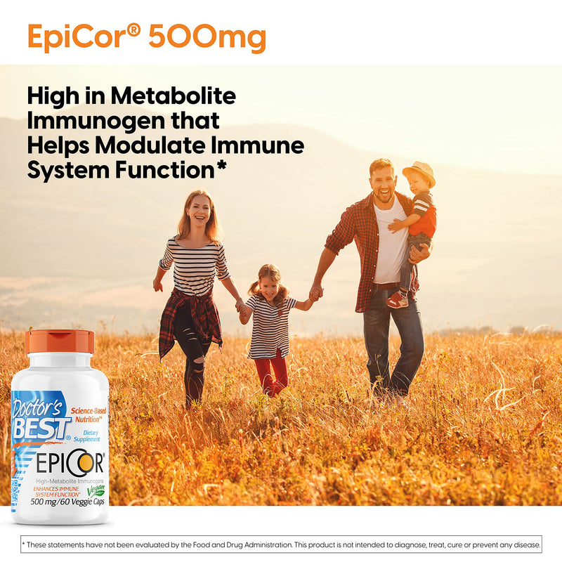 [Australia] - Doctor's Best Epicor, Immune Health Defense, Non-GMO, Vegan, Gluten Free, 500 Mg, 60 VC (DRB-00177) 60 Count (Pack of 1) 