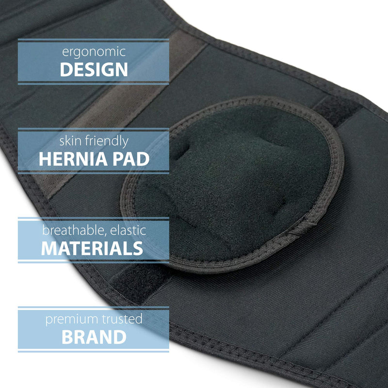 [Australia] - ORTONYX Ergonomic Umbilical Hernia Belt for Men and Women - Abdominal Support Binder with Compression Pad - Navel Ventral Epigastric Incisional and Belly Button Hernias Surgery Brace - OX353-L/XXL Large/X-Large (Pack of 1) Black 