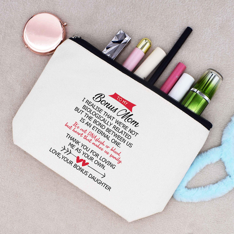 [Australia] - Makeup Bag Gift for Bonus Mom,Cosmetic Bag Gift for Mother-in-Law,Step Mother Gift from Daughter,Birthday Mothers Day Christmas Gift For Unbiological Mom,Thank You for Loving Me As Your Own 