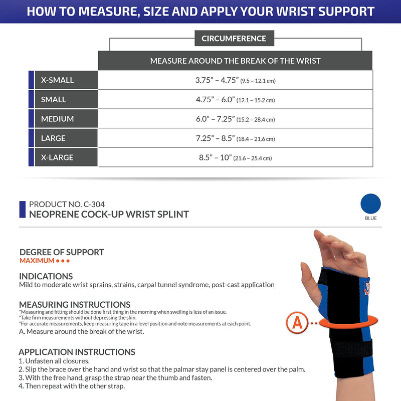 [Australia] - OTC Wrist Splint, Cock-up Style, Neoprene, Black, Medium (Left Hand) Black (Left Hand) Medium (Pack of 1) 