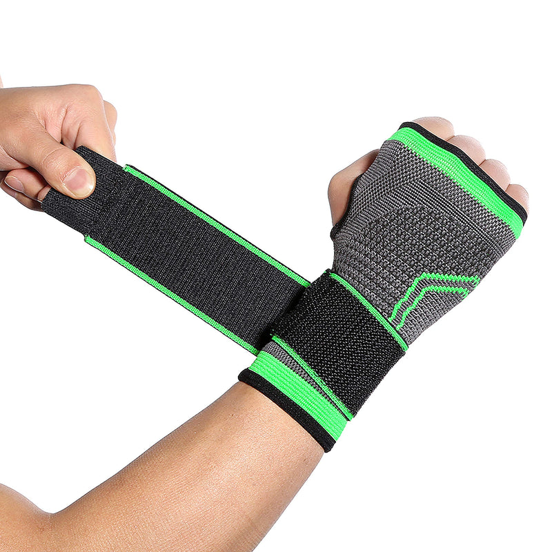 [Australia] - HiRui 2-Pack Wrist Brace Wrist Wrap, Wrist Strap Hand Compression Sleeves Support for Fitness Weightlifting MTB Tendonitis Sprains Recovery, Carpal Tunnel Arthritis, Pain Relief (Green, Large) Green Large (Pack of 2) 