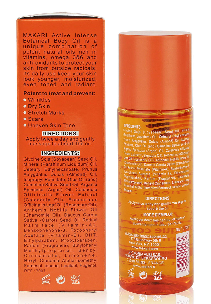 [Australia] - Makari Extreme Botanical Body Oil 4.23 fl. Oz. ‚Äì Moisturizing, Toning & Anti-Aging Body Treatment With Omega 3 & 6, Argan, Carrot & Soybean Oils ‚Äì Hydrating Formula for Wrinkles, Dryness 