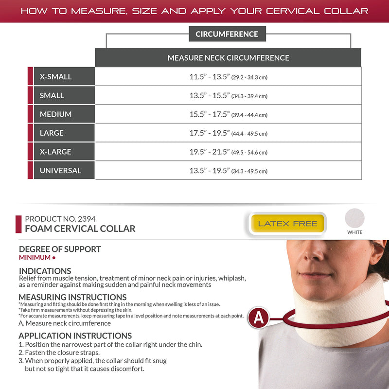 [Australia] - OTC Cervical Collar, Soft Foam, Neck Support Brace, Large (Average 3" Depth Collar) Average 3" Depth Collar 