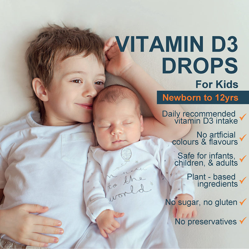 [Australia] - Vegan Vitamin D3 400 IU for Babies from Birth, 4 Month Supply; Natural and Plant Based Suitable for Vegan, Vegetarian, Halal and Kosher 2.4ml Drop 