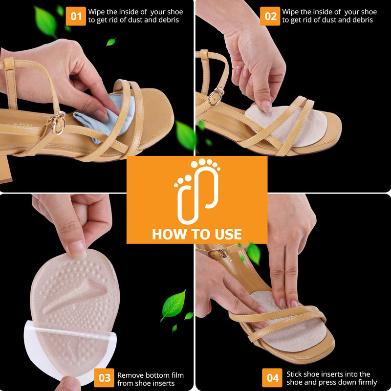 [Australia] - Succure Metatarsal Pads 2 Pair - Soft Gel Forefoot Heel Cushion Inserts for Women Shoes Relieves Pain and Discomfort and Fits All - Beige 