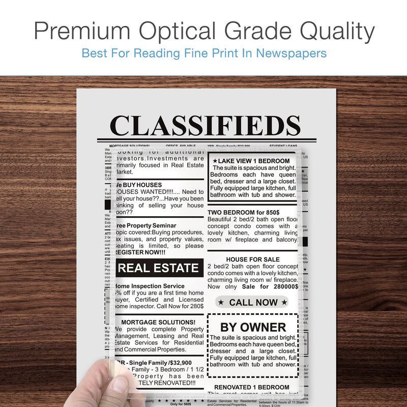[Australia] - MagniPros(2PACK) Large Full Page 3X Premium Magnifying Sheet Fresnel Lens 7.5" X 10.5"+2 Bonus Ruler Magnifiers+2 Bookmark Lenses-Best Magnifying Set for Reading Small Prints & Low Vision Seniors 