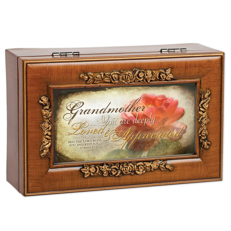 [Australia] - Cottage Garden Grandmother Woodgrain Petite Rose Music Box/Jewelry Box Plays How Great Thou Art 