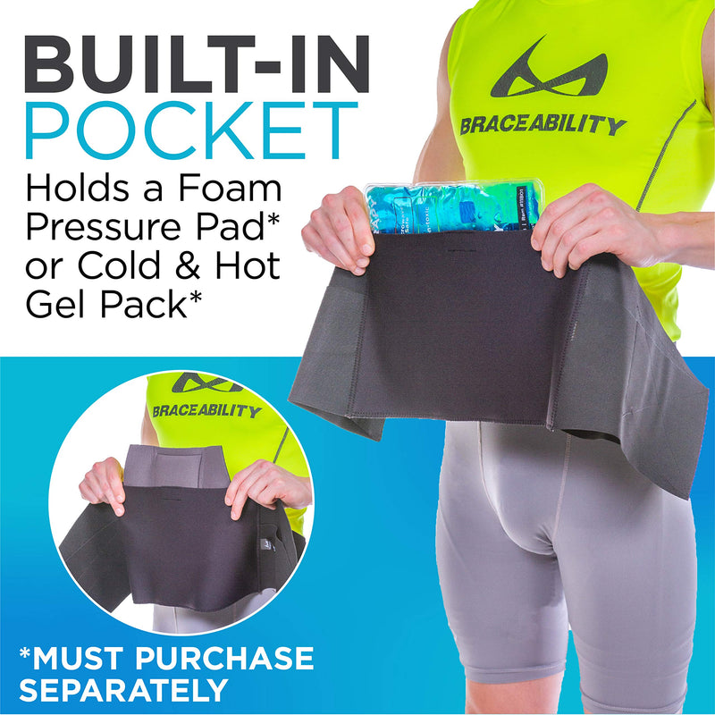 [Australia] - BraceAbility Elastic & Neoprene Compression Back Brace | Lumbar, Waist and Hip Support Belt for Sciatica Nerve Pain, Low Back Ache & Pain Relief while Sleeping, Working, Exercising, Walking (Large) L 