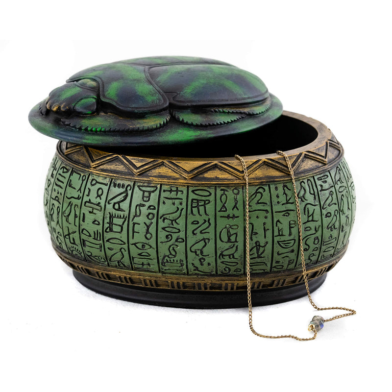 [Australia] - Top Collection 4" Hand Painted Resin Egyptian Scarab Jewelry Box 