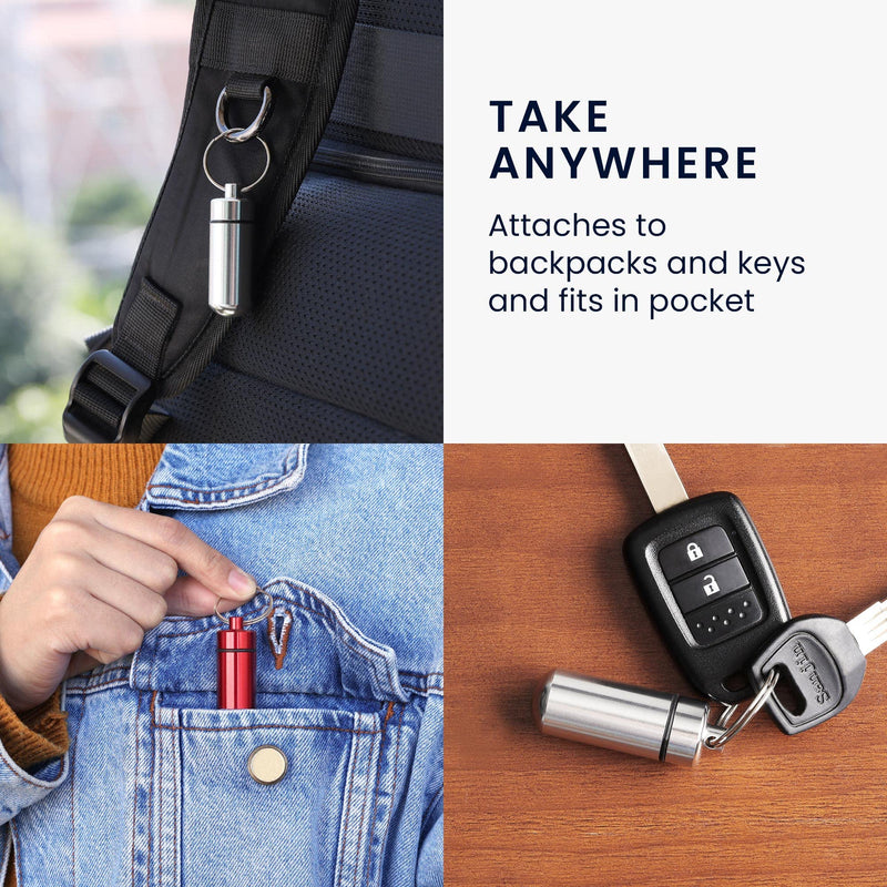 [Australia] - kwmobile Key Ring Pill Cases (Pack of 2) - Metal Keychain Mini Pill Case Holders Keyring Chain Portable Pills Container - Black/Gold Black / Gold 