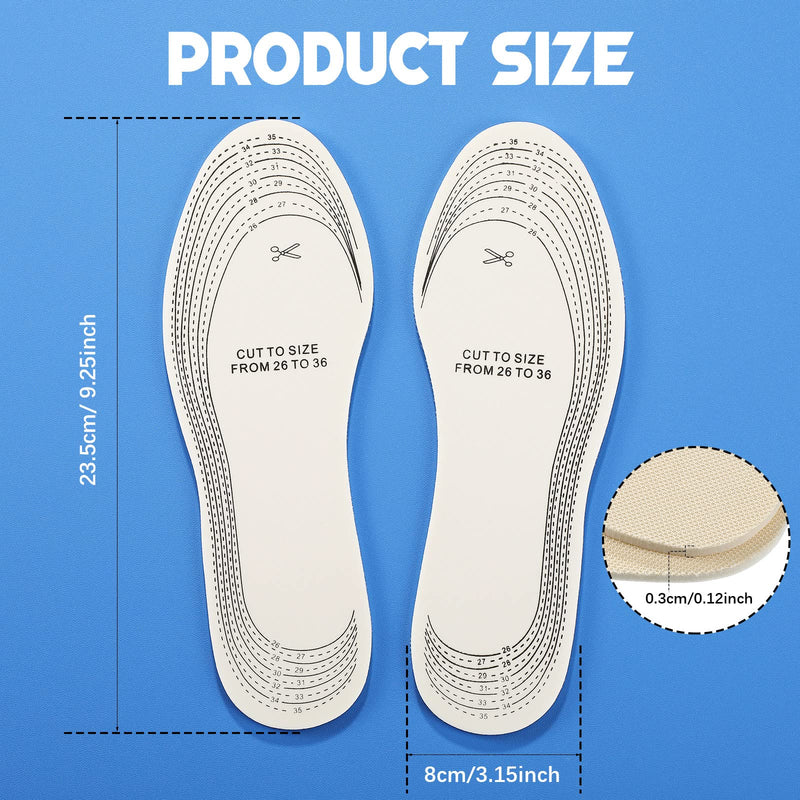 [Australia] - 2 Pairs Kids Sole Insoles Shoe Insoles Women Toddler Shoe Filler Children Memory Sponge Insoles Breathable Latex Shoe Inserts, Cutting Size Soft Washable Replacement Insole for Spring Summer (Beige) Beige 