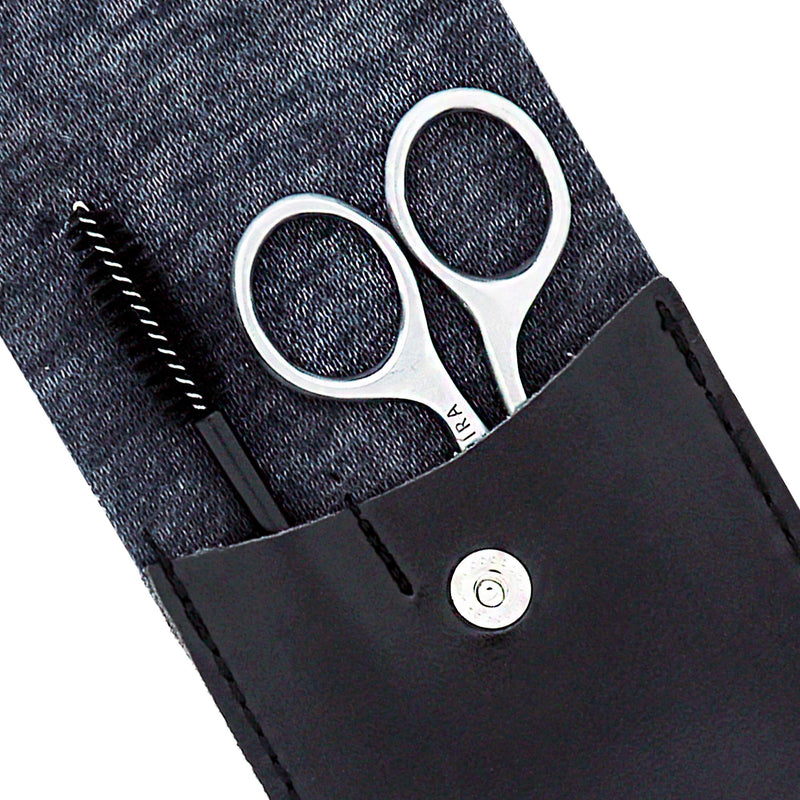 [Australia] - Kovira Eyebrow Scissors and Eye Brow Spoolie Brush for Shaping and Trimming Eyebrows - 3.5 Inch/8.9cm Scissor Overall Length - Japanese Stainless Steel Sharp Blades - Brush for Eyelash Extension 