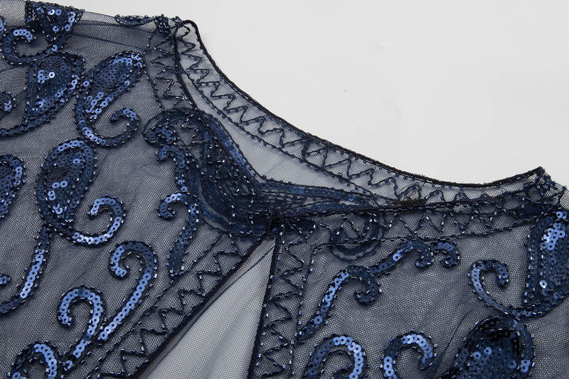[Australia] - BABEYOND 1920s Shawl Wraps Sequin Beaded Evening Cape Bridal Shawl Bolero Flapper Cover Up Blue 