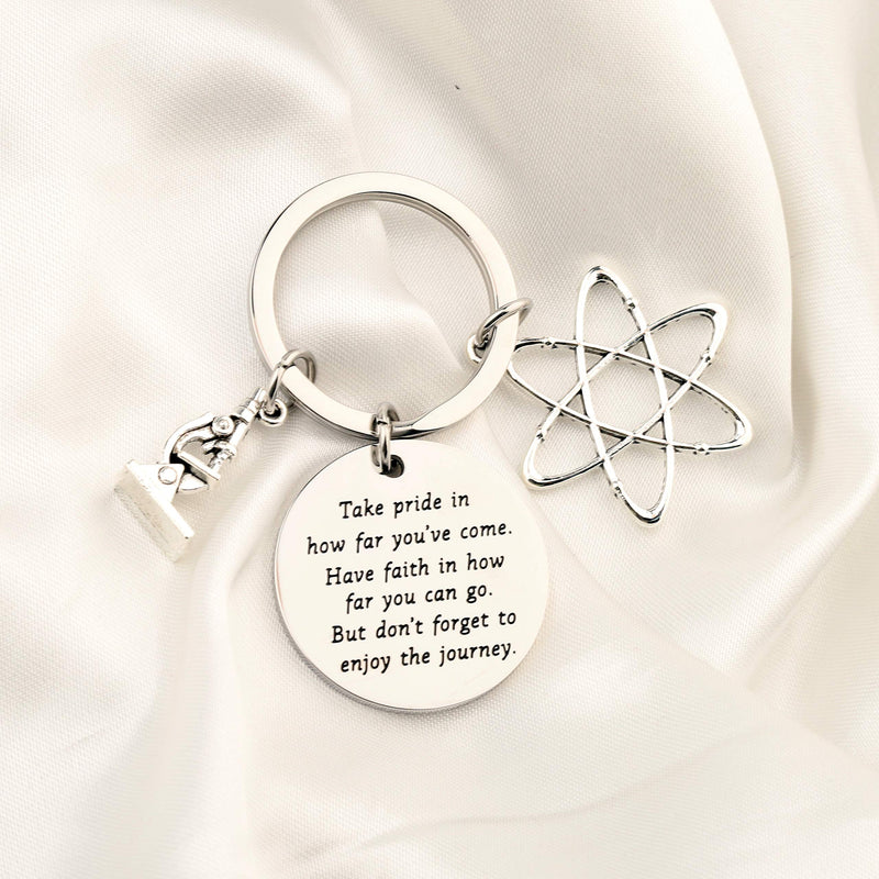 [Australia] - FUSTMW Science Keychain Chemistry Science Gifts Atom Microscope Keychain Scientist Physicist Chemist Graduation Gift Biology Jewelry Science Lovers Gift 