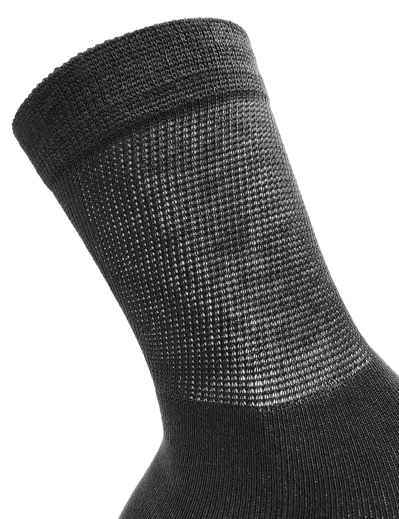 [Australia] - Bamboo Diabetic Socks, 6 Pairs Soft Loose Fitting Non Binding, Mens Womens Unisex Bulk Pack Black Large 