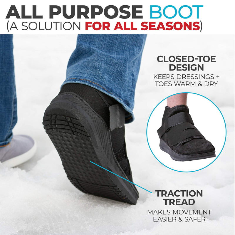 [Australia] - BraceAbility Closed Toe Medical Walking Shoe - Lightweight Surgical Foot Protection Cast Boot with Adjustable Straps, Orthopedic Fracture Support, and Post Bunion or Hammertoe Surgery Brace (S) Small (Pack of 1) 