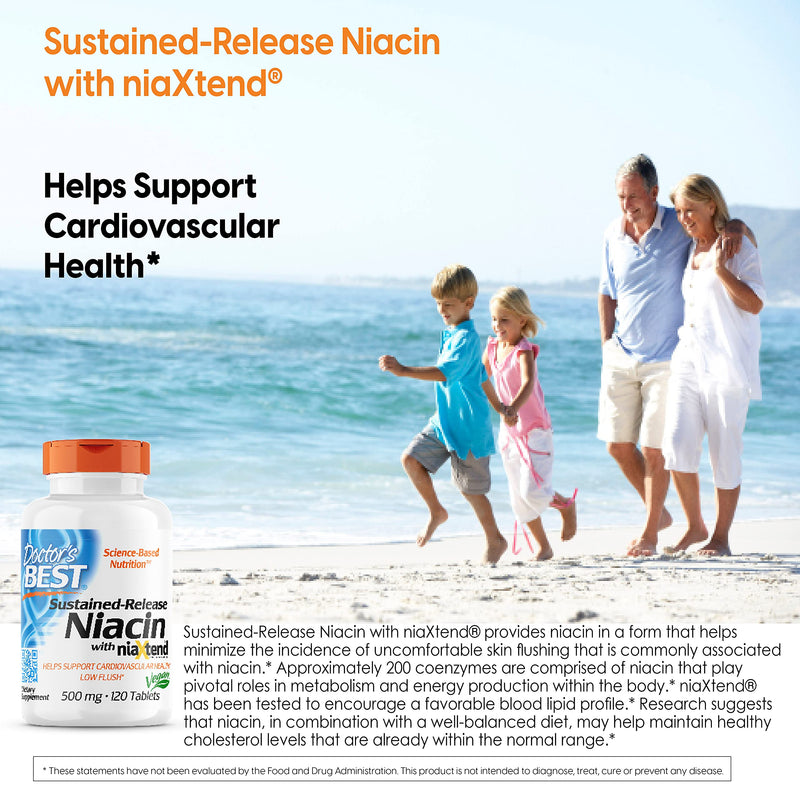 [Australia] - Doctor's Best TimeRelease Niacin with niaxtend NonGMO Vegan Gluten Free 500 mg Tablets, 120 Count 