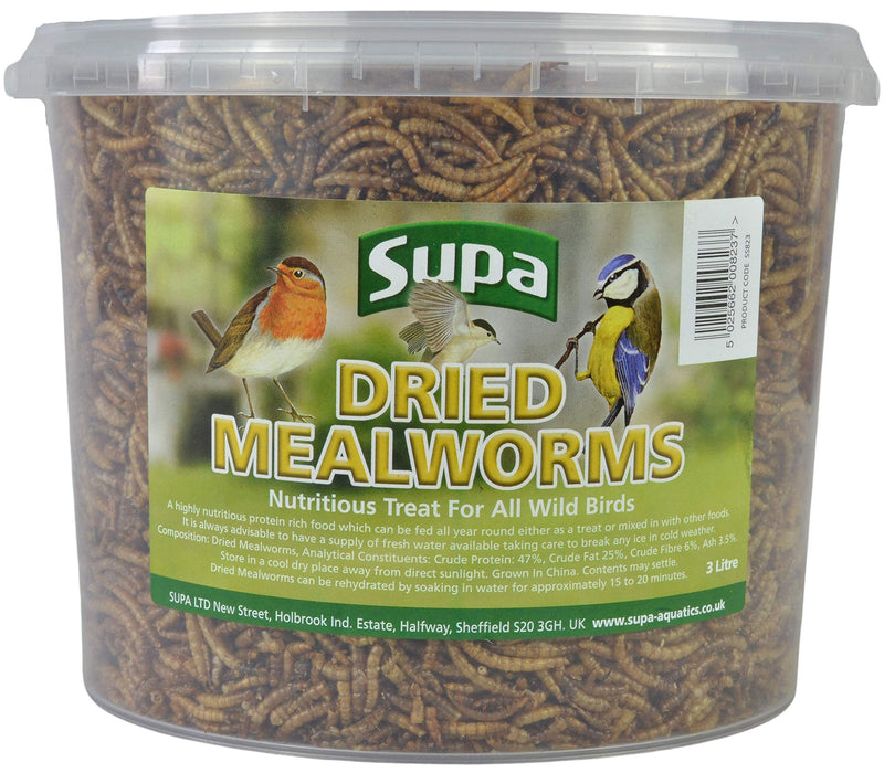 [Australia] - Supa Dried Mealworms for Wild Birds, 3 Litre Bucket, High Energy Protein Rich Treat For Garden Birds, Attract More Birds To Your Garden, Quality Wild Bird Food. 1 3 l (Pack of 1) 