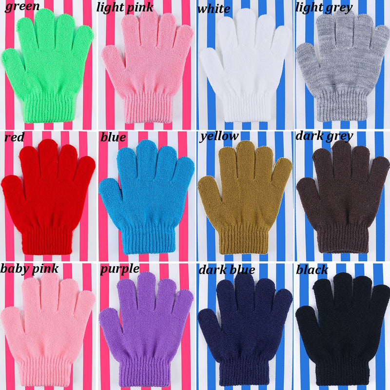 [Australia] - Cooraby 12 Pairs Kid's Winter Magic Gloves Children Stretchy Warm Magic Gloves Boys or Girls Knit Gloves 12 Mixed Color 