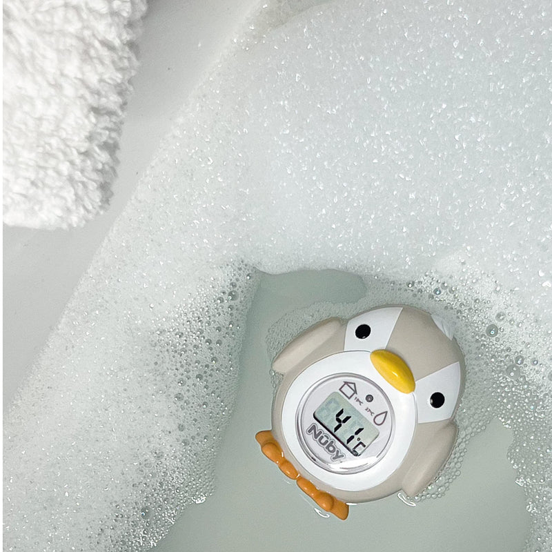 [Australia] - Nuby Penguin Bath & Room Thermometer – Easy to Read Display | BPA-Free| Suitable from 0 Months + (Grey) 