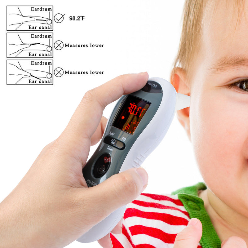 [Australia] - MOBI - Ultra Pulse Digital Thermometer - Ear & Forehead Indicator Pulse Rate Monitor Flashlight - Talking Digital Fever Monitor for Baby Kids & Adult 