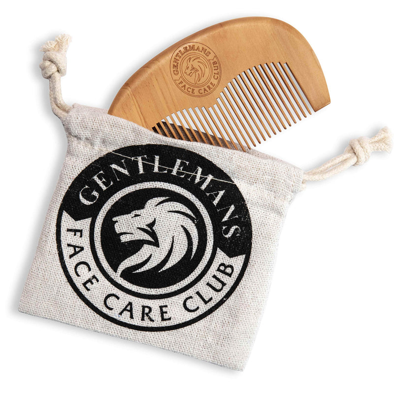 [Australia] - Beard Comb - Gentlemans Face Care Club Vegan Friendly Handmade Wooden Comb - Handy Pocket Size For Snag Free Moustache And Beard Care With FREE Storage Bag + Can Be Used With Beard Oil Or Wax 