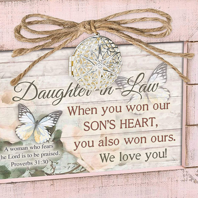[Australia] - Cottage Garden Daughter in Law We Love You Blush Pink Distressed Locket Music Box Plays Friend in Jesus 