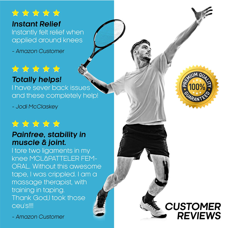 [Australia] - Pre-Cut Kinesiology Tape Strips (21 Pack) Reduce Inflammation, Athletic Tape Preferred by Athletes, High-Grade Water-Resistant Material, Help Re-Train Shoulder and Enhance Performance Black 