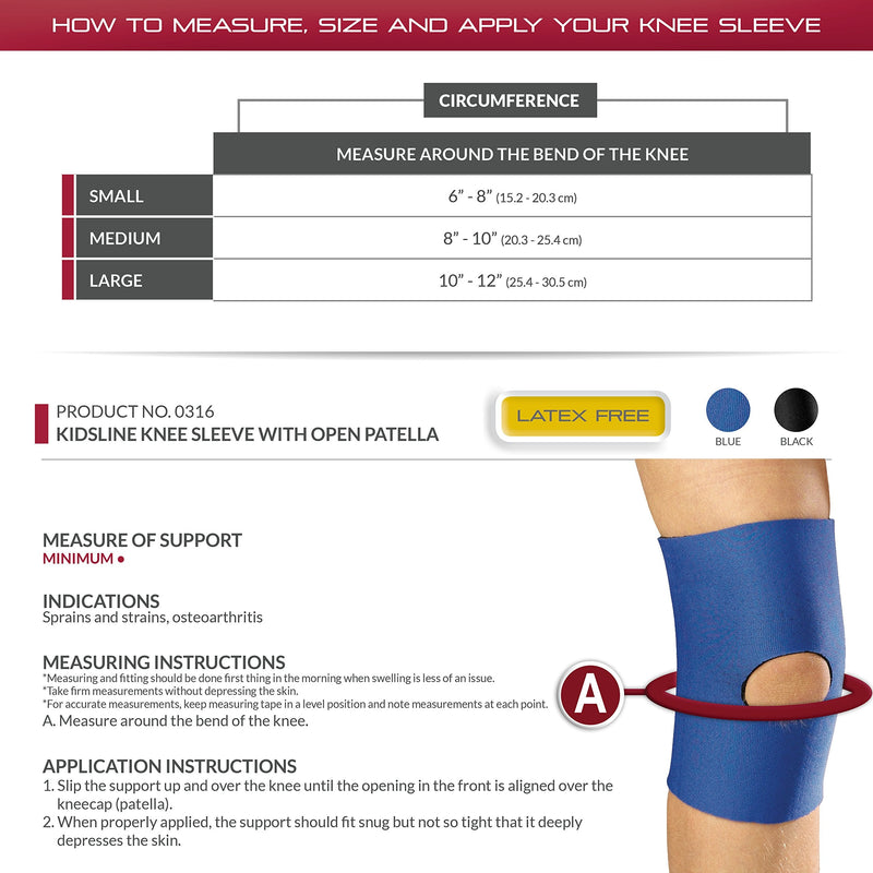 [Australia] - OTC KidsLine Knee Sleeve, Open Patella, Neoprene, Black, Medium Medium (Pack of 1) 