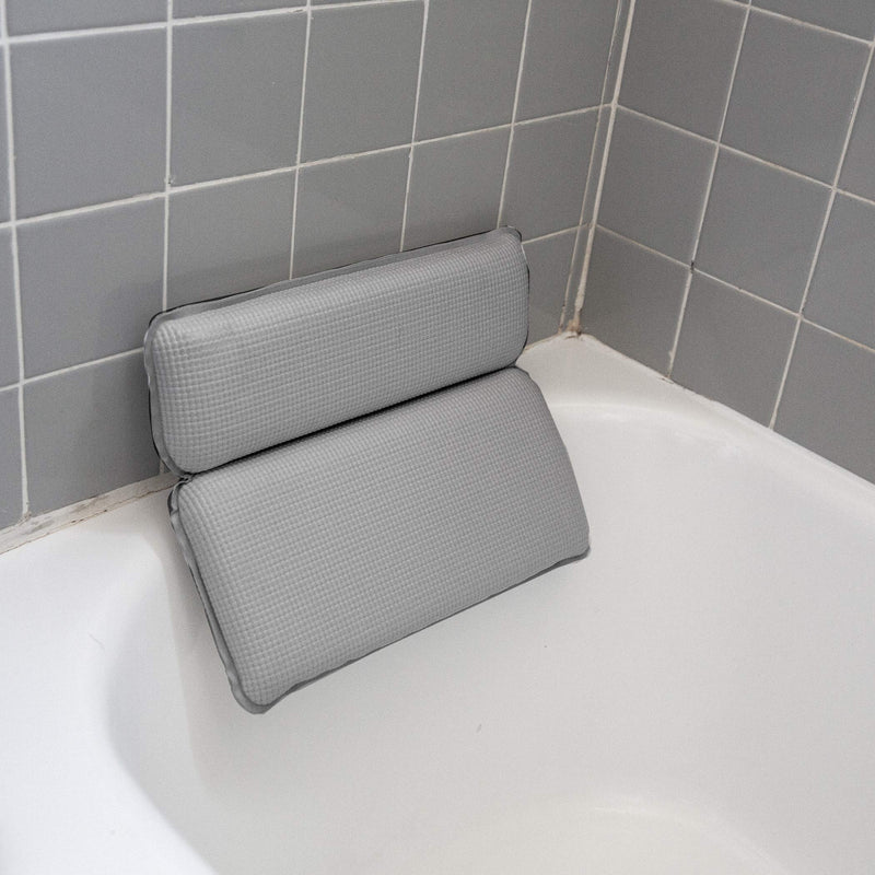 [Australia] - BINO Non-Slip Cushioned Bath Pillow With Suction Cups, Silver - Spa Pillow Bath Pillows For Tub Neck And Back Support Bathtub Pillow Bath Pillows For Tub Bath Accessories Set Bath Tub Pillow Rest Large 