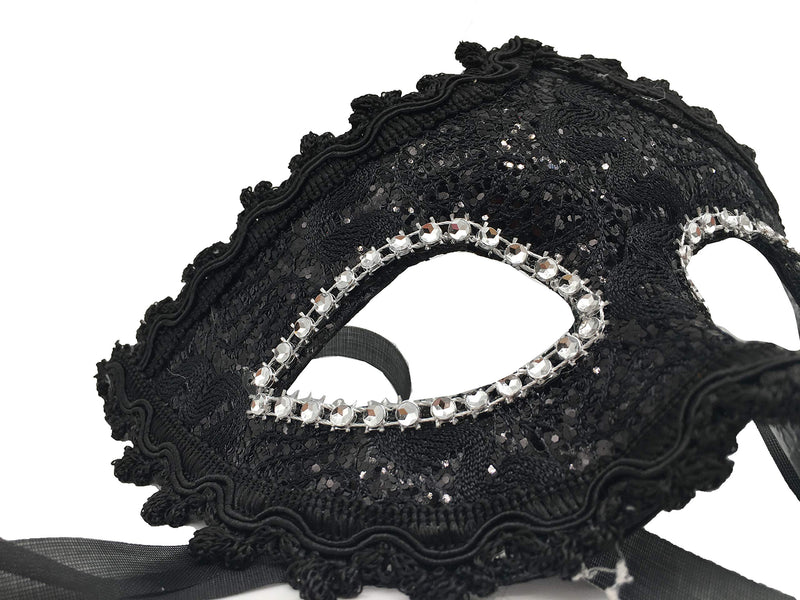[Australia] - Couple Masquerade Mask Women Men Mardi Gras Mask Costume Masks for Christmas Festival New Year Party Black 