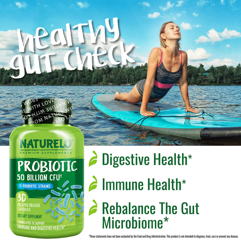 [Australia] - NATURELO Probiotic Supplement - 50 Billion CFU - 11 Strains - One Daily - Helps Support Digestive & Immune Health - Delayed Release - No Refrigeration Needed - 30 Vegan Capsules 30 Count (Pack of 1) 
