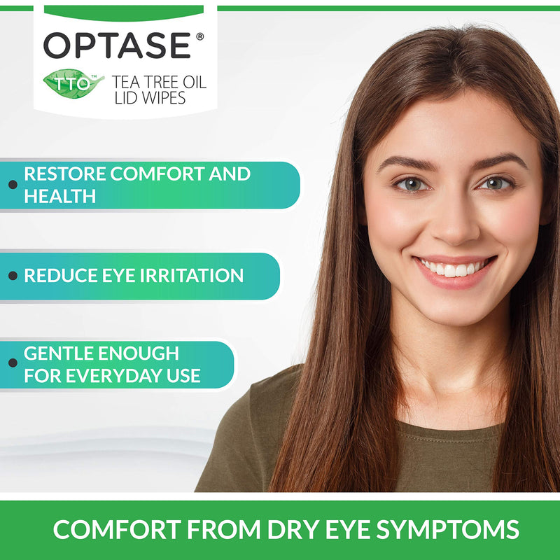 [Australia] - Optase Tea Tree Oil Eyelid Cleansing Wipes - for Daily Eyelid Hygiene & Relief for Blepharitis, Tired and Dry Eyes - 20 Wipes 