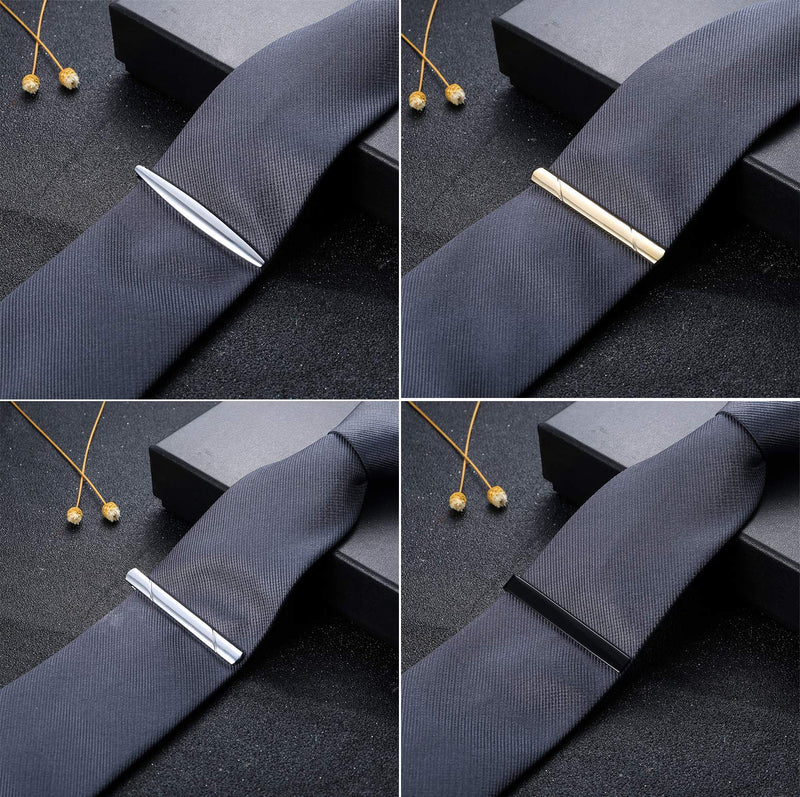 [Australia] - JOERICA 10 Pcs Tie Clips Set for Men Tie Bar Pin Clips Set for Regular Ties Necktie Wedding Business Clips with Gift Box 