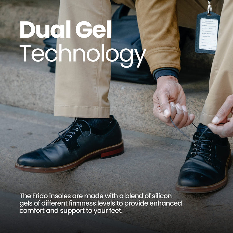 [Australia] - Frido Dual Gel Insoles, Everyday Shoe Inserts, All Day Comfort and Support, for Work and Casual Shoes. (Available for Men and Women in Sizes 9-13 UK) - Pack of 1 Pair REGULAR (9-13 UK) 