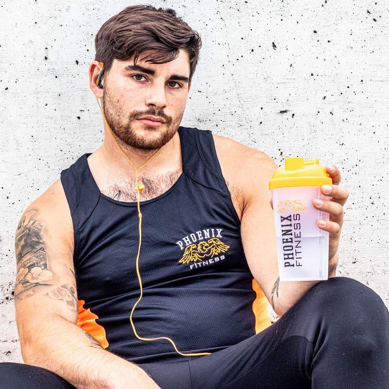[Australia] - Phoenix Fitness Protein Shaker Bottle - 500ml BPA Easy Clean Drinks Bottle - Protein Bottle with Measurement Markings, Filter and Screw Top Lid 