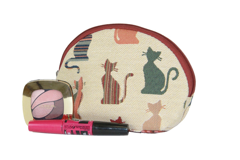 [Australia] - Signare Tapestry Women Travel Cosmetic Bag/Make-Up Brush Bag Colourful s (COSM-CHEKY), Small, Cheeky Cat 