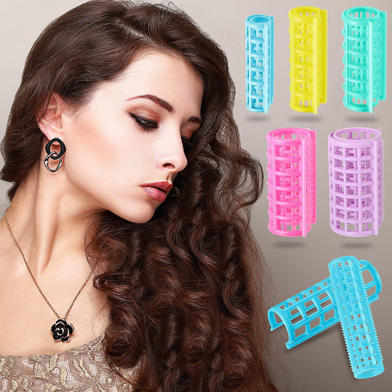 [Australia] - 30 Pieces Plastic Hair Rollers Curlers Snap on Rollers Self Grip Rollers Hairdressing Curlers No Heat Hair Curlers for DIY Hairdressing Hair Salon Hair Barber, 5 Sizes 