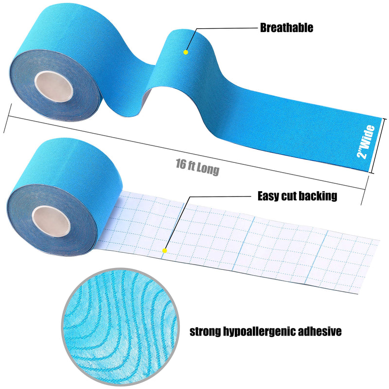 [Australia] - Kinesiology Tape - Athletic Sports Lifting Tape for Pain Relief, Muscle and Joint Support, Workout Recovery, Achilles, Back, Knee, Shoulder, Ankle, Wrist, Foot, Elbow, Arm, Physical Therapy Equipment Blue 