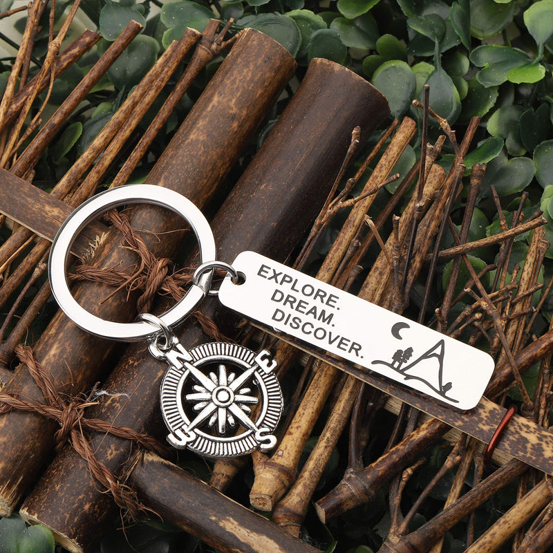 [Australia] - FUSTYLE Compass Gifts Explore Dream Discover Keyring Adventure Keychain Wanderlust Gift Travel Lover Graduation Gift 