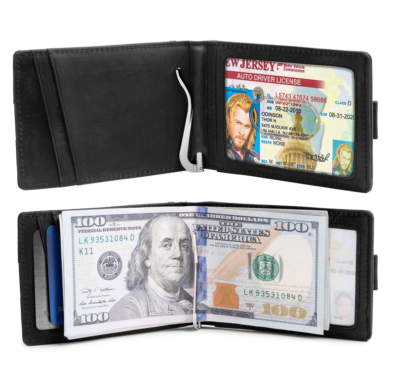 [Australia] - Super Slim RFID Leather Wallet For Men Cardholder & Money Clip Inside Perfect For Travel & Front Pocket Use Black 