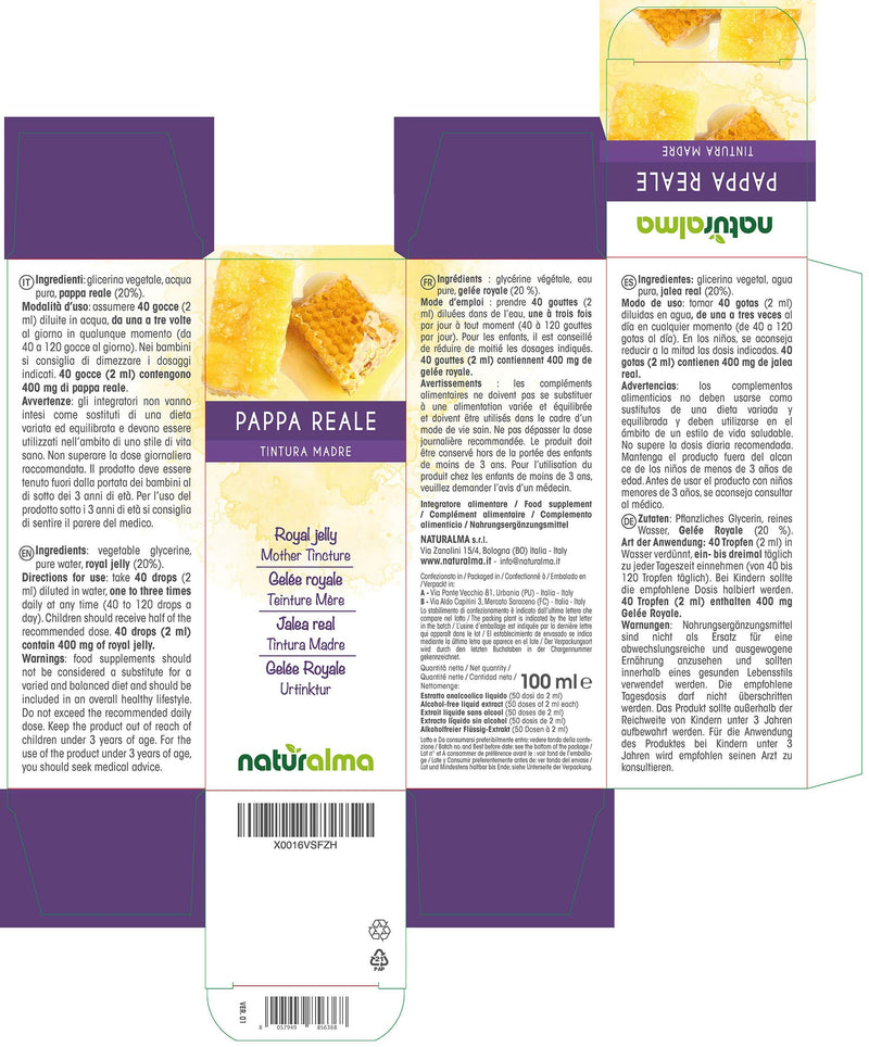 [Australia] - Royal Jelly Alcohol-Free Mother Tincture Naturalma | Liquid Extract Drops 100 ml | Food Supplement 100 ml (Pack of 1) 