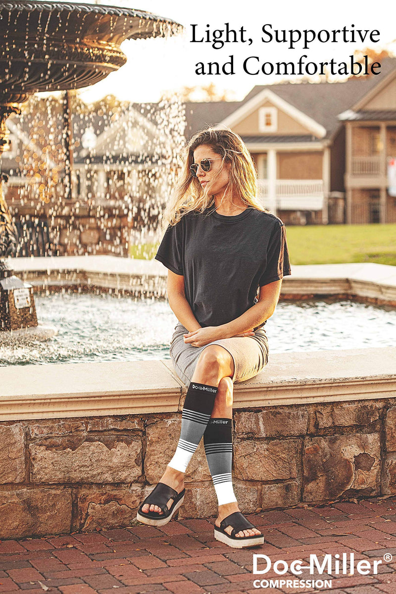 [Australia] - Doc Miller Calf Compression Sleeve Men and Women 20-30 mmHg, Shin Splint Compression Sleeve, Medical Grade Socks for Varicose Veins and Maternity 1 Pair XX-Large Black Grey White Calf Sleeve Black.Gray.White 2X-Large 