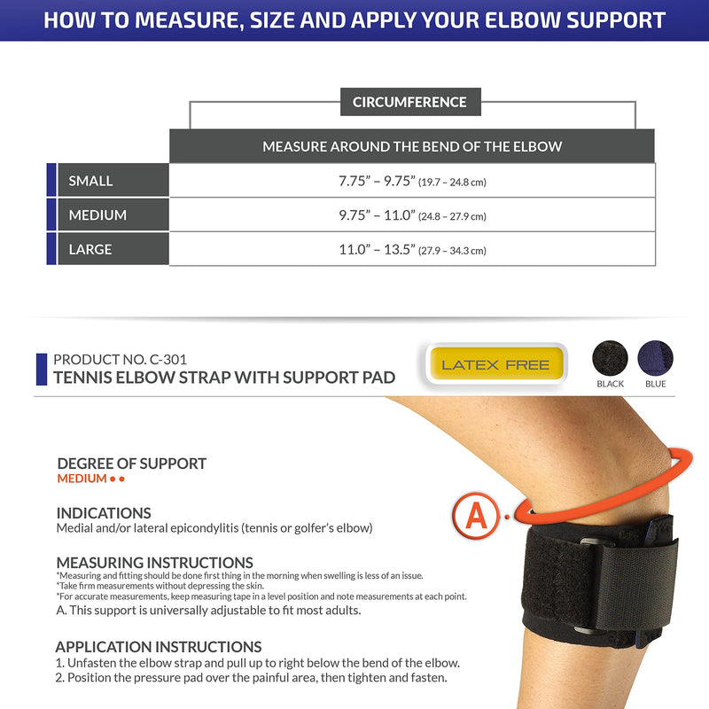 [Australia] - OTC Elbow Strap, Pressure Pad Compression, Neoprene, Blue, Large 