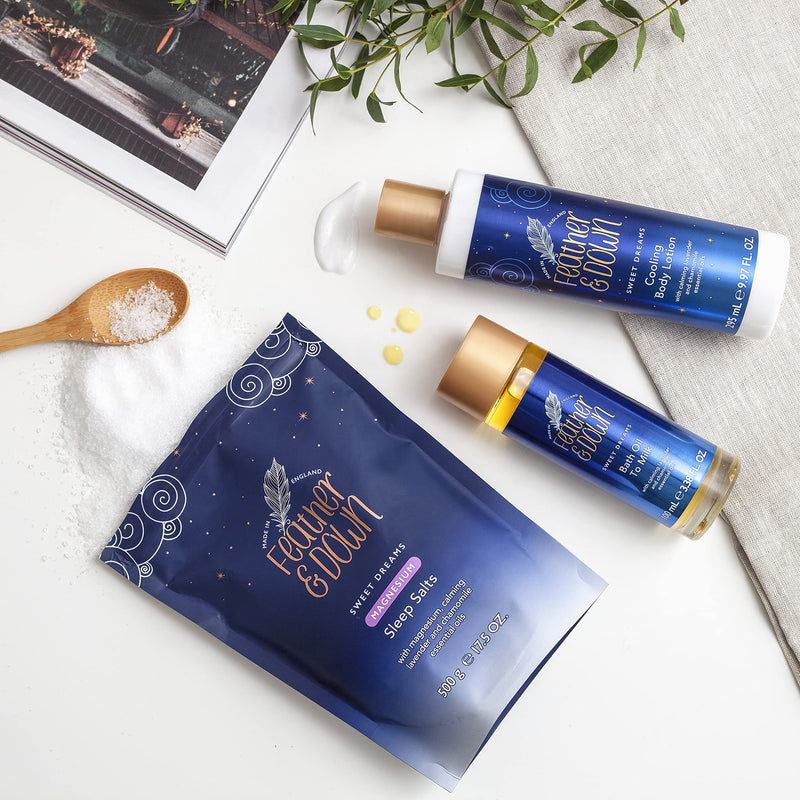 [Australia] - Feather & Down Sweet Dreams Magnesium Sleep Salts (500g) � with Magnesium Calming Lavender & Chamomile Essential Oils. Relieve Stress & Tension. Encourages a Restful Night�s Sleep 