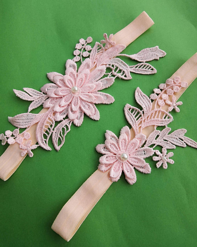 [Australia] - Oyabridal Garter for Bride Wedding Garter Set Floral Bridal Garter Lace Blush 